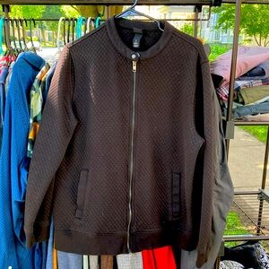 Black quilted H&M Men’s L bomber jacket.